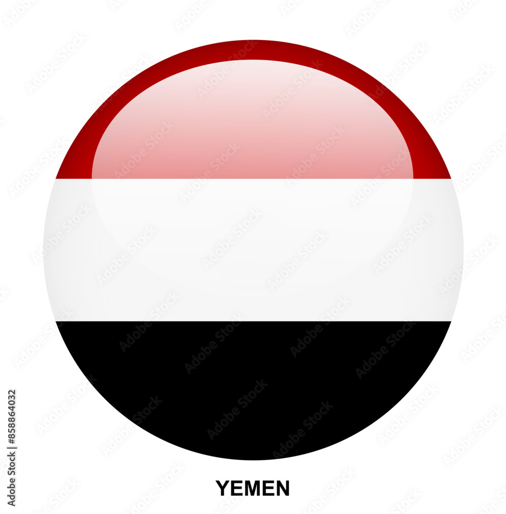 YEMEN flag button on white background YEMEN flag button on white background