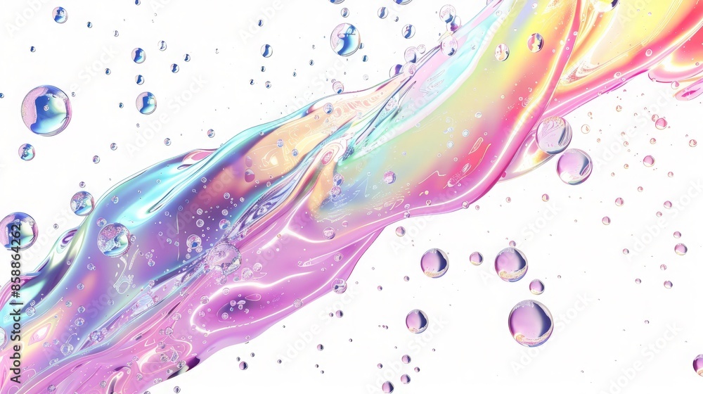 Iridescent Fluid Abstract Background with Colorful Liquid Swirls and Bubbles Iridescent Fluid Abstract Background with Colorful Liquid Swirls and Bubbles