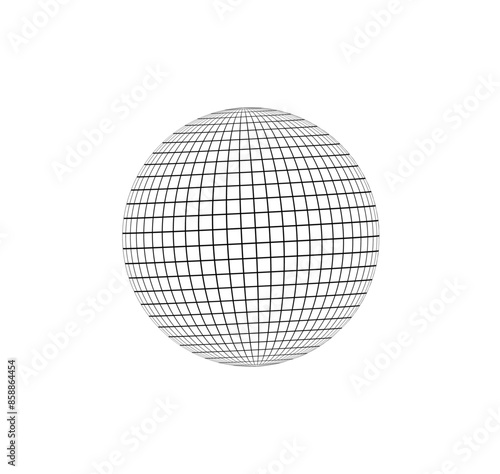 wireframe sphere globe on white