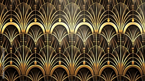 Vintage art deco pattern luxury golden wallpaper for print and design


