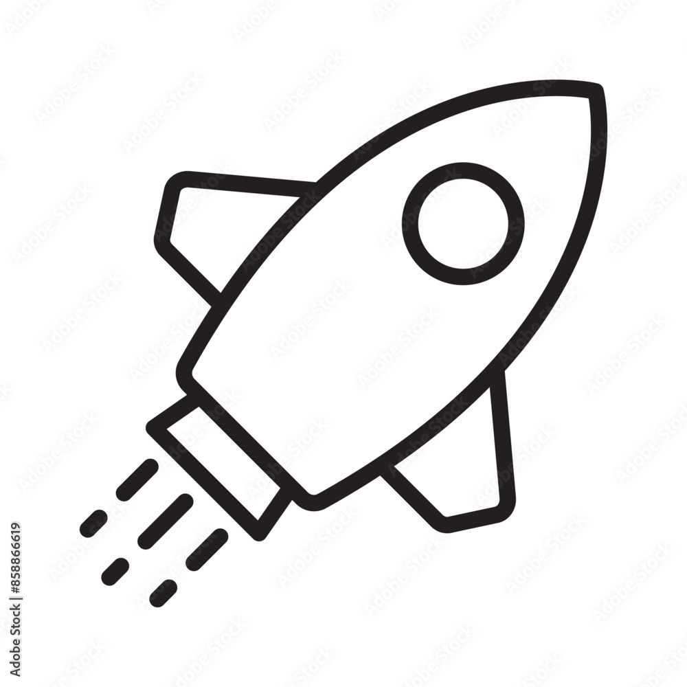 Rocket icon. Simple outline rocket sign. Rocket launched icon. Rocket icon. Simple outline rocket sign. Rocket launched icon.