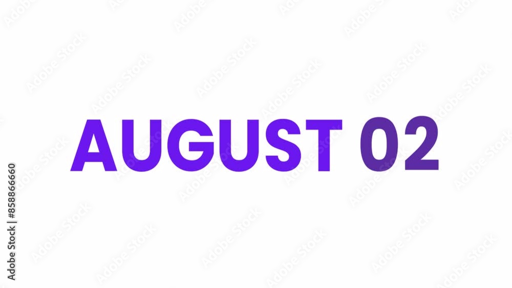 2nd August calendar icon animation. Alpha matte with transparent background 4K resolution. 2nd August calendar icon animation. Alpha matte with transparent background 4K resolution.