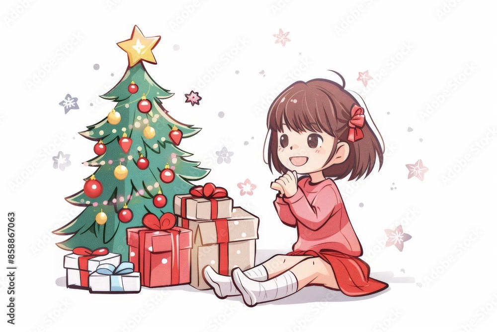 little girl sitting with christmas gift little girl sitting with christmas gift