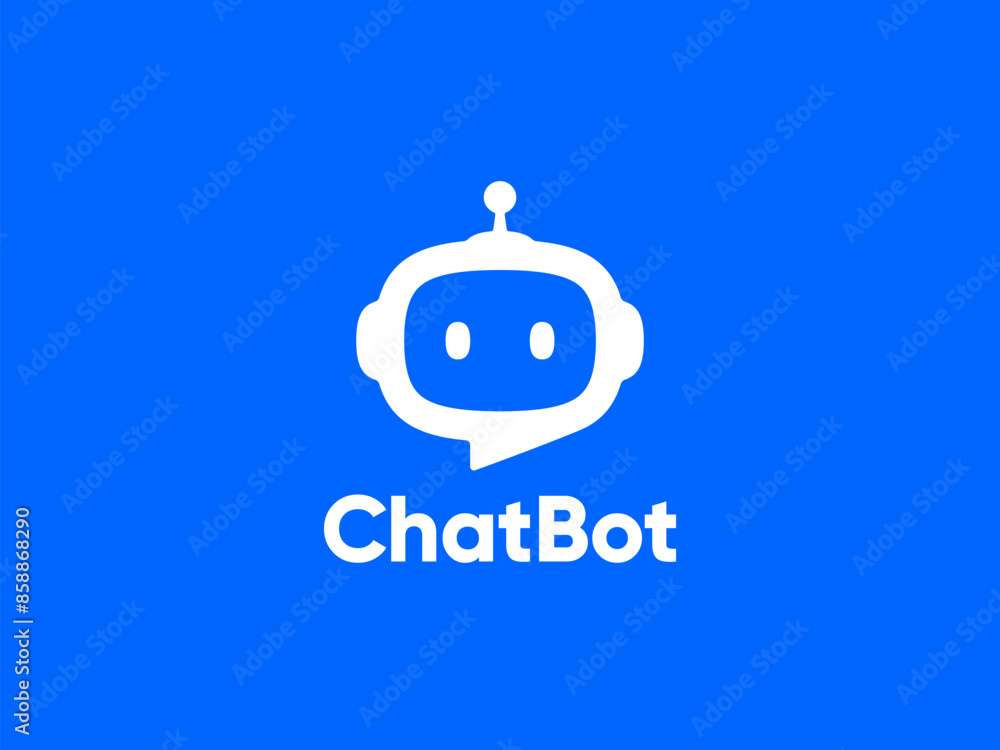 Chat Bot logo design concept. Virtual smart assistant Bot icon. Robot head with speech bubble. Customer support service Chat Bot. Vector illustration Chat Bot logo design concept. Virtual smart assistant Bot icon. Robot head with speech bubble. Customer support service Chat Bot. Vector illustration