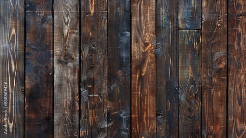 Old brown rustic dark wooden texture - weathered wood planks with natural grain for vintage timber background, panorama long banner style photo