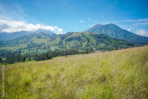 scenic landscape view on the wurung crater, east java