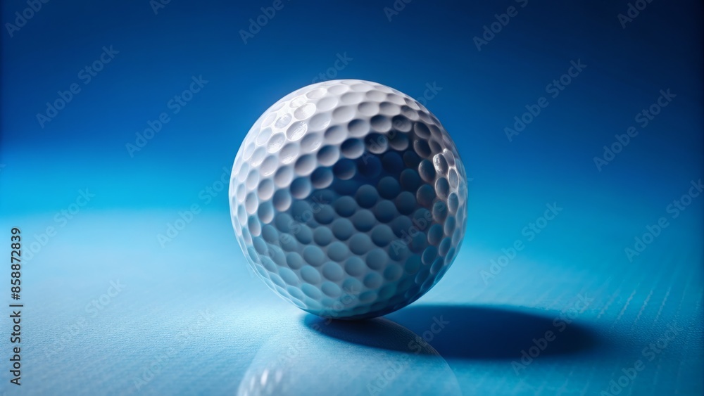 Isolated white golf ball rests on a pristine blue surface, symbolizing focus, precision, and relaxation, perfect for sports, leisure, and recreational visual concepts.,hd,8k. Isolated white golf ball rests on a pristine blue surface, symbolizing focus, precision, and relaxation, perfect for sports, leisure, and recreational visual concepts.,hd,8k.