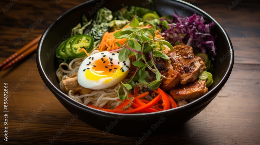 Vibrant multicolored bowl ramen Vibrant multicolored bowl ramen