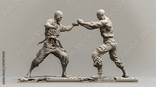 Detailed Krav Maga Defensive and Offensive Sculpture Showcasing Martial Arts Techniques