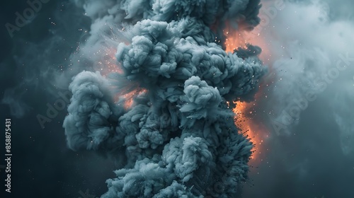 Dynamic smoke explosion photo effect mockup with vibrant colors and artistic impact for design projects