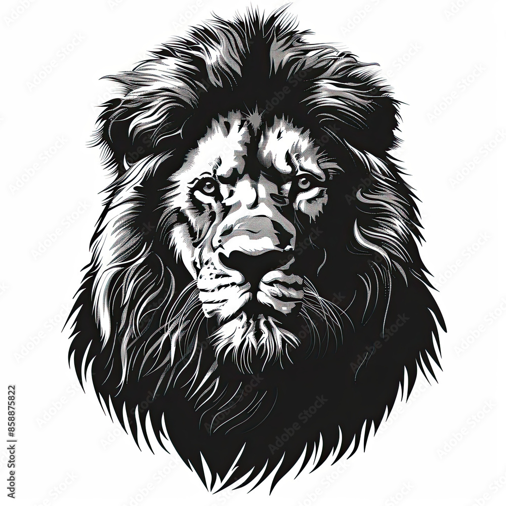 Fototapeta premium A black and white drawing of a lion