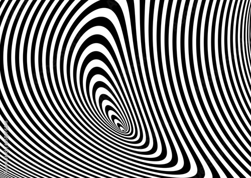 モノクロのオプアート背景。 シンプルモダンなデザインの壁紙。 立体的に見える錯視の効果。