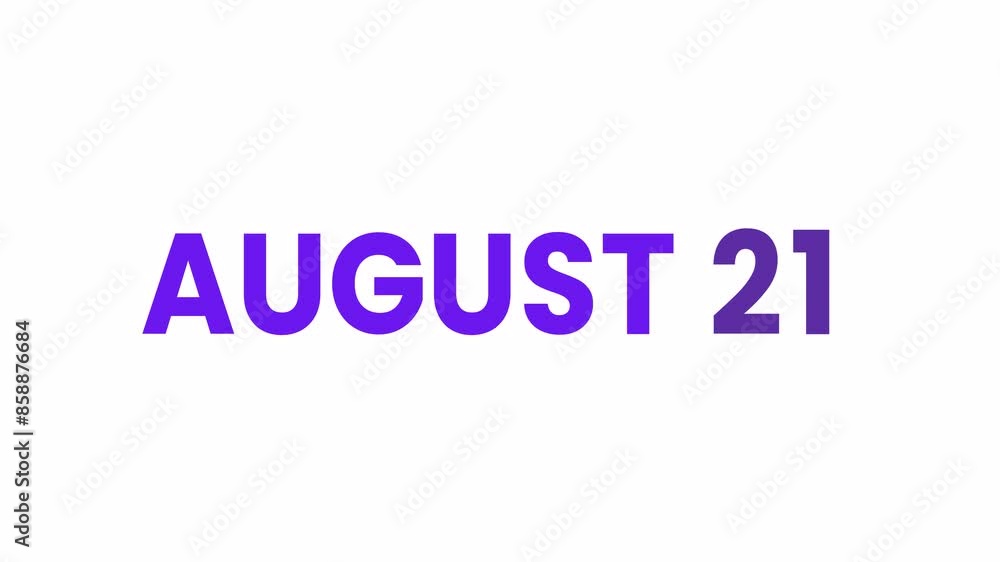21st August calendar icon animation. Alpha matte with transparent background 4K resolution. 21st August calendar icon animation. Alpha matte with transparent background 4K resolution.