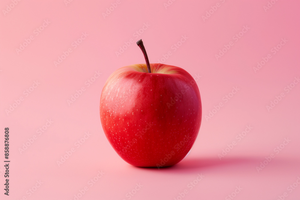 Juicy delicious fresh apple on a pink background. Autumn garden fruit, red apple. Juicy delicious fresh apple on a pink background. Autumn garden fruit, red apple.