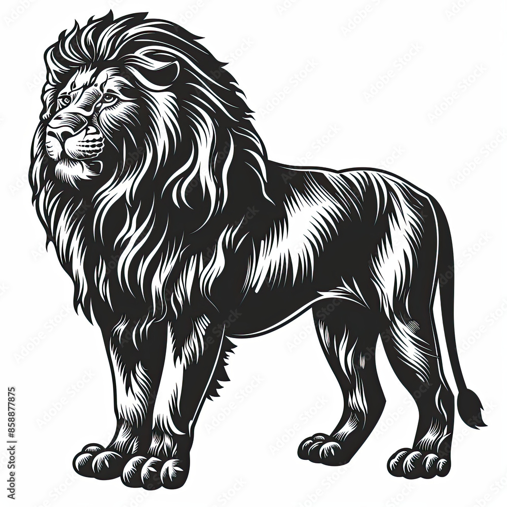 Fototapeta premium A black and white drawing of a lion