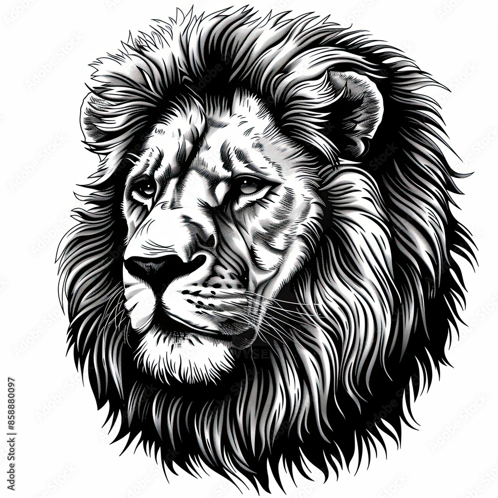 Obraz premium A black and white drawing of a lion