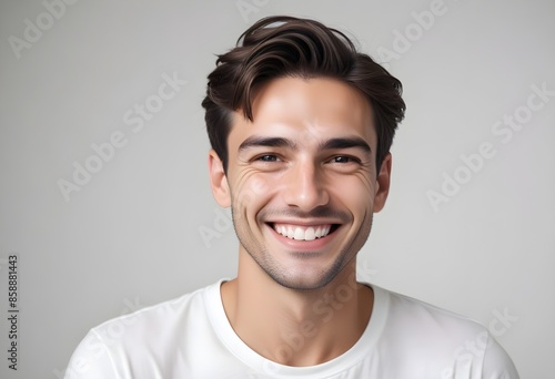 Positive smiling man on clean background