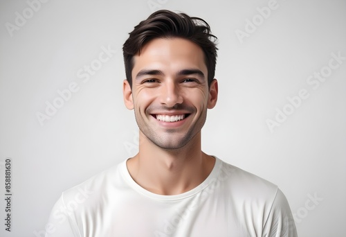 Positive smiling man on clean background