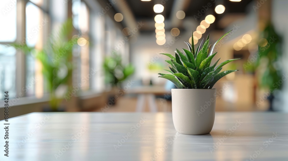 A modern office interior with a blurred background, white desk and glass wall, blurred focus on an open space or conference room table A modern office interior with a blurred background, white desk and glass wall, blurred focus on an open space or conference room table