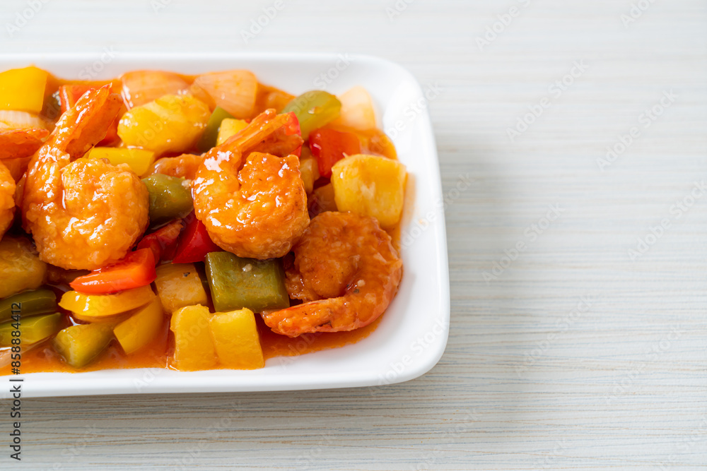 Stir-fried sweet and sour with fried shrimp Stir-fried sweet and sour with fried shrimp