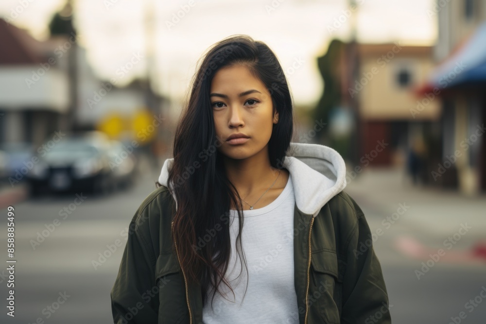 Portrait of a young Asian woman on suburb street Portrait of a young Asian woman on suburb street