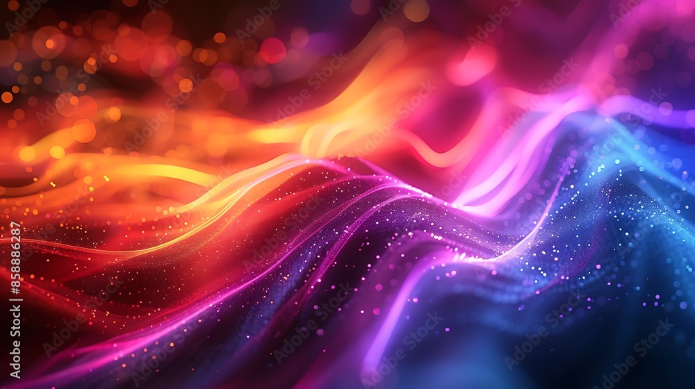 Create a background wallpaper showcasing a spectrum of colors that bend and twist into dynamic shapes. The scene is infused with a neon glow, evoking a dreamlike atmosphere charged with power. Create a background wallpaper showcasing a spectrum of colors that bend and twist into dynamic shapes. The scene is infused with a neon glow, evoking a dreamlike atmosphere charged with power.