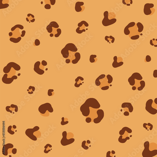Brown and orange leopard print seamless pattern