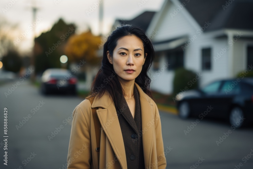 Portrait of a Asian woman on suburb street Portrait of a Asian woman on suburb street