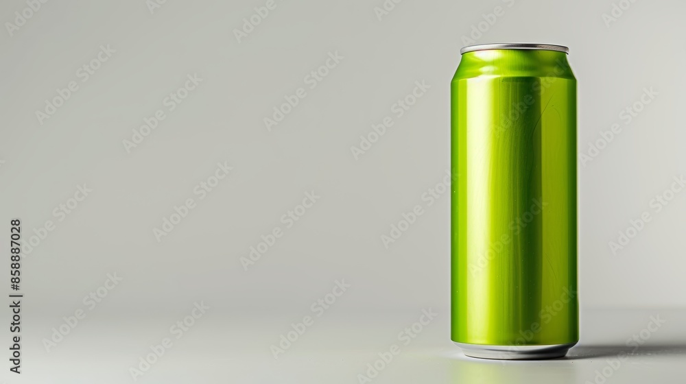 Minimalist Photo of a Green Aluminum Beverage Can Isolated on Light Background Minimalist Photo of a Green Aluminum Beverage Can Isolated on Light Background