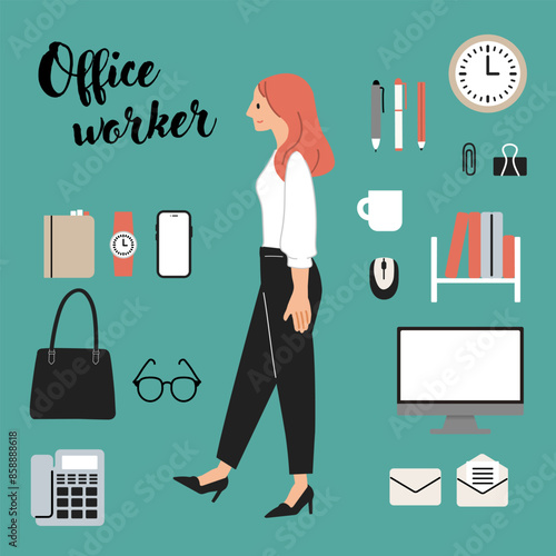 ビジネスウーマンのイラストセット_1