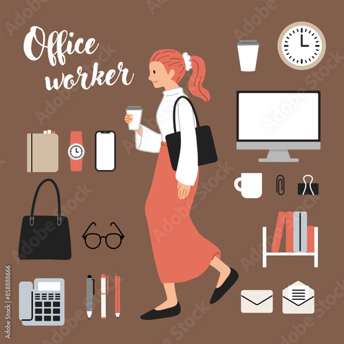 ビジネスウーマンのイラストセット_2