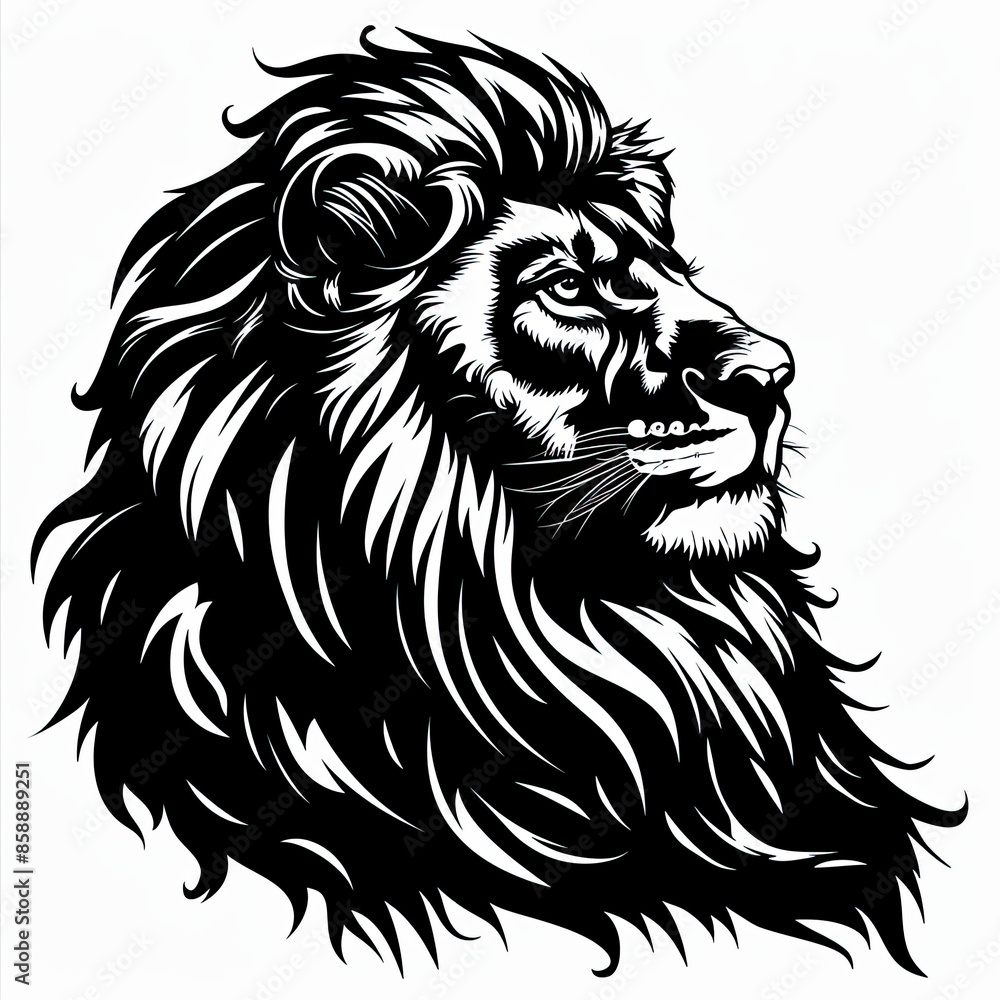 Obraz premium A black and white drawing of a lion
