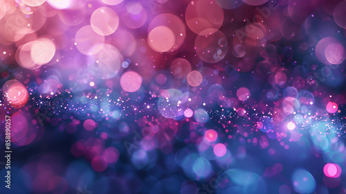 Defocused pink and blue glitter or lights with bokeh effect on dark background, Abstract colourful bokeh  glitter background

