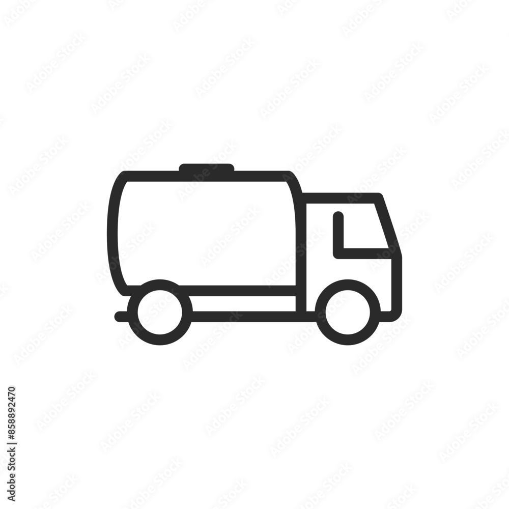 Tanker truck, linear style icon. Side view of a tanker truck. Editable stroke width. Tanker truck, linear style icon. Side view of a tanker truck. Editable stroke width.