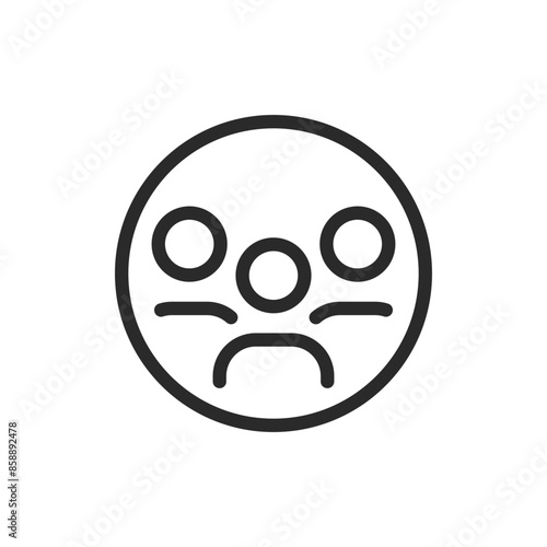 Group of users, linear style icon. Multiple user icons overlapping in a circle, indicating a group or team. Editable stroke width.
