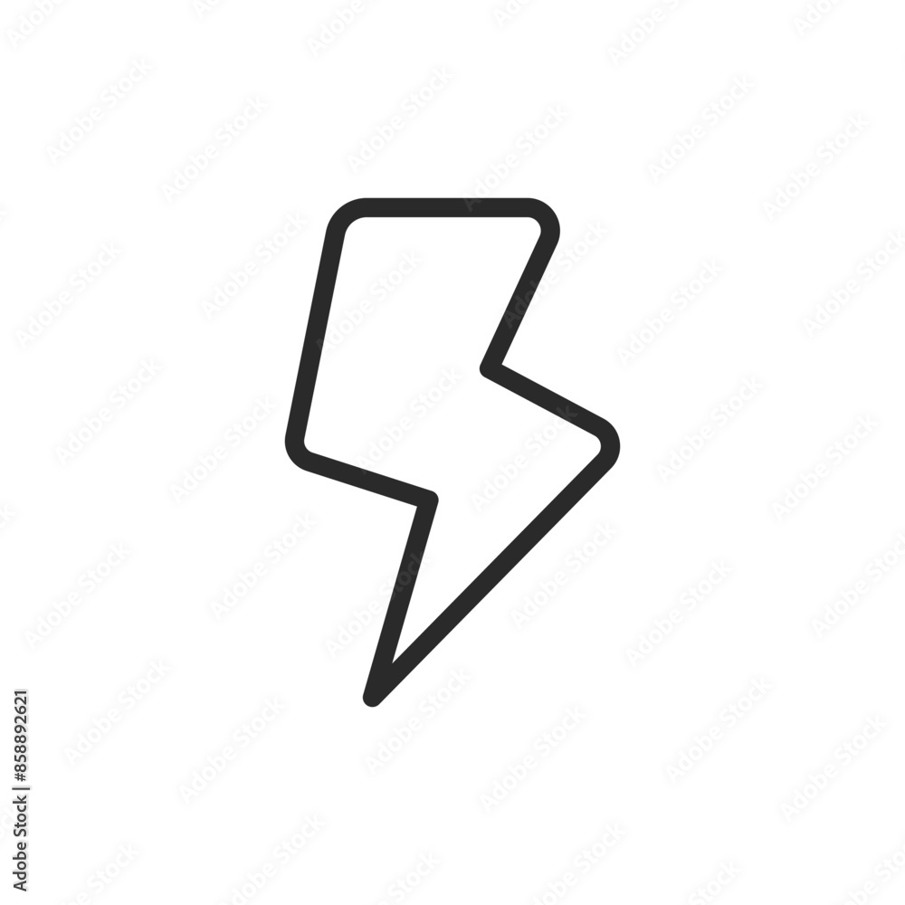 Lightning bolt with rounded corners, linear style icon. Editable stroke width Lightning bolt with rounded corners, linear style icon. Editable stroke width