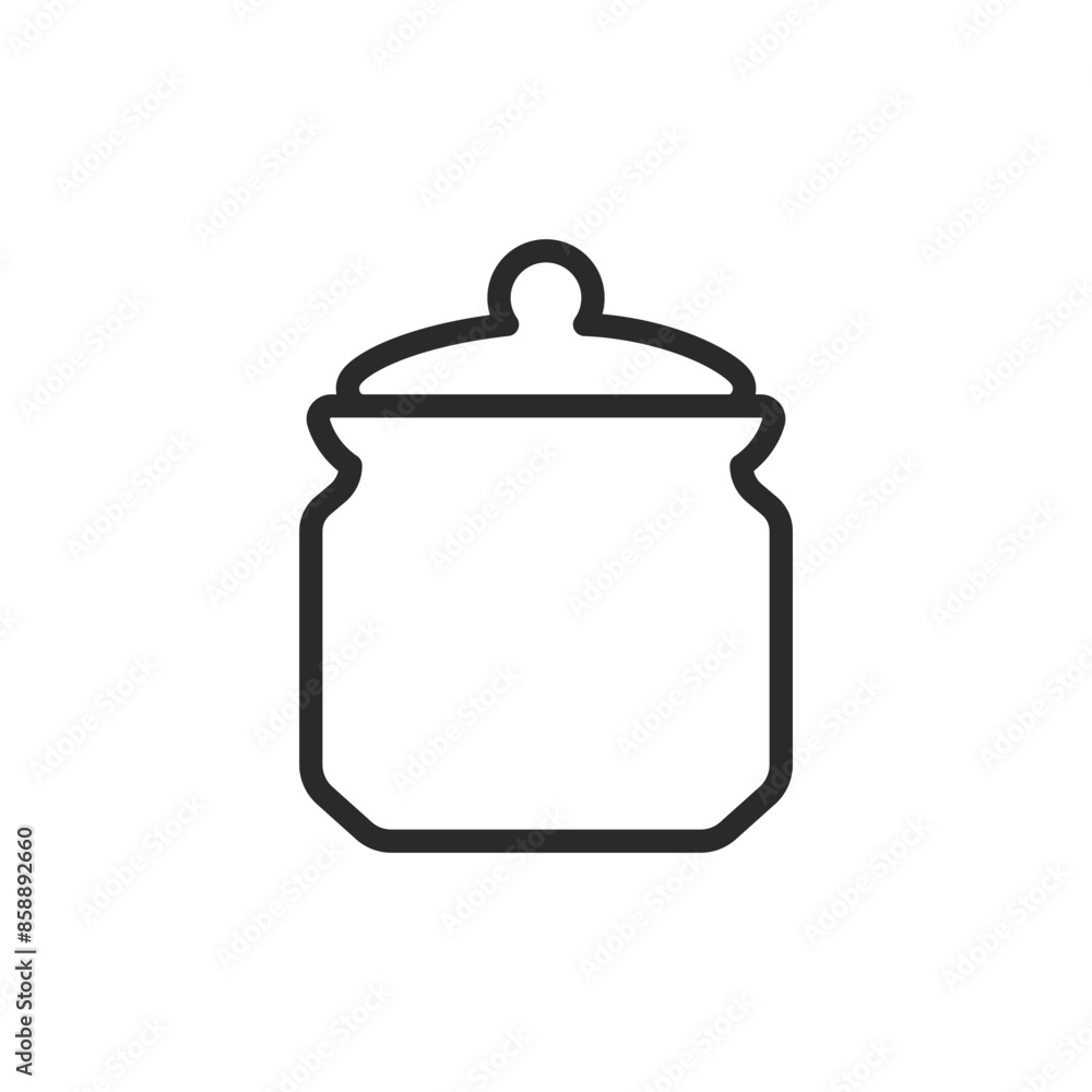 Pot with Lid, linear style icon. pot with a lid and a round knob. Editable stroke width. Pot with Lid, linear style icon. pot with a lid and a round knob. Editable stroke width.