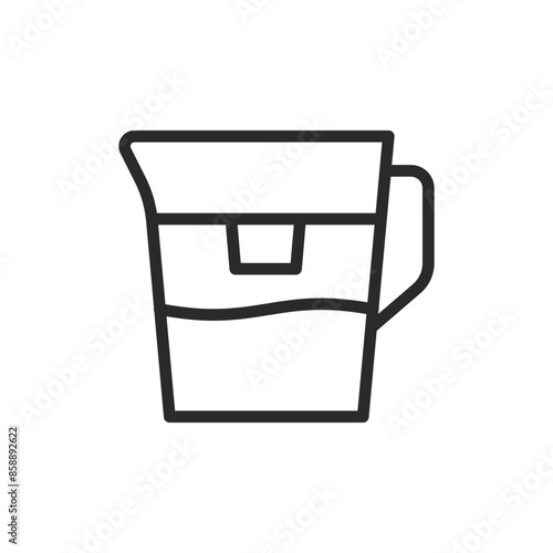 Water filter pitcher, linear style icon. water filtration and purification. Editable stroke width