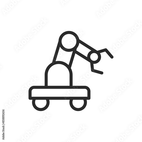 Mobile robot, linear style icon. robotics and automated transport. Editable stroke width