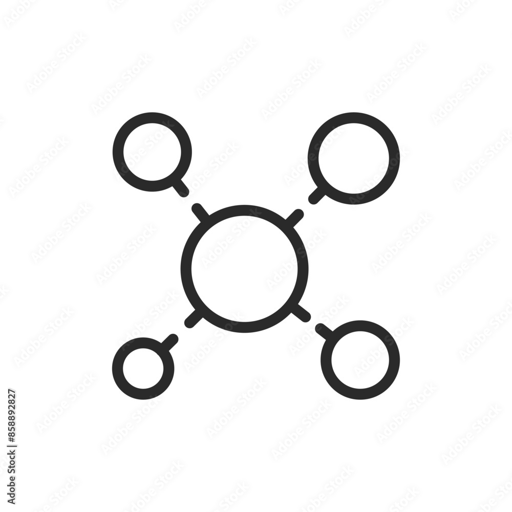 Connection, circles with lines, linear style icon. Network nodes. Editable stroke width Connection, circles with lines, linear style icon. Network nodes. Editable stroke width
