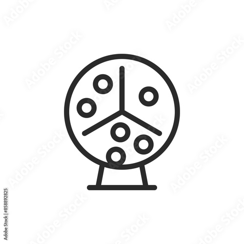 Round lottery drum, linear style icon. lottery drawing. Editable stroke width