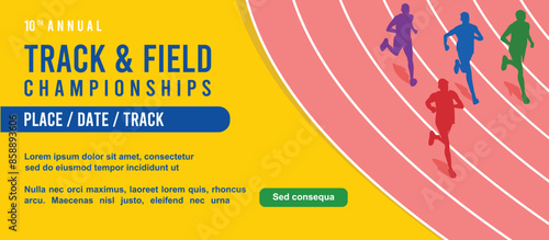 Great elegant colorful vector editable track and field runner poster background design for your track and field championship event	