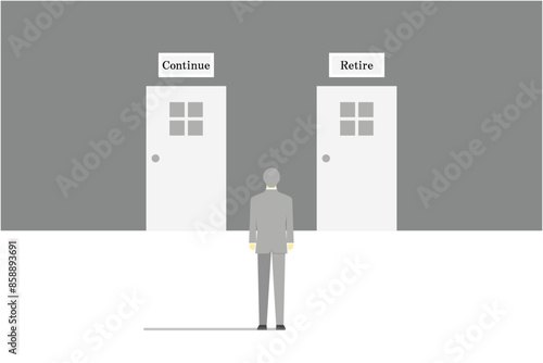 仕事を続けるか退職するかを悩む高齢ビジネスマン