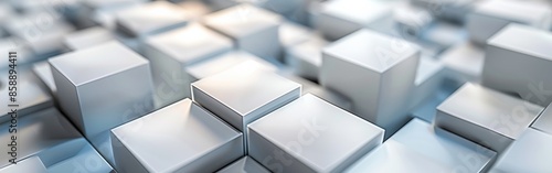 A close up of a bunch of white cubes. The cubes are arranged in a way that they look like they are stacked on top of each other. The image has a minimalist and modern feel to it