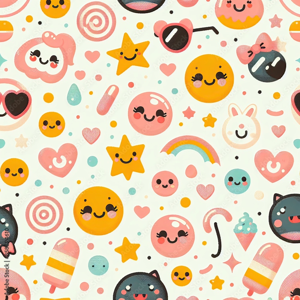 Cute And Funny Summer Vibes Pattern Digital Paper Background