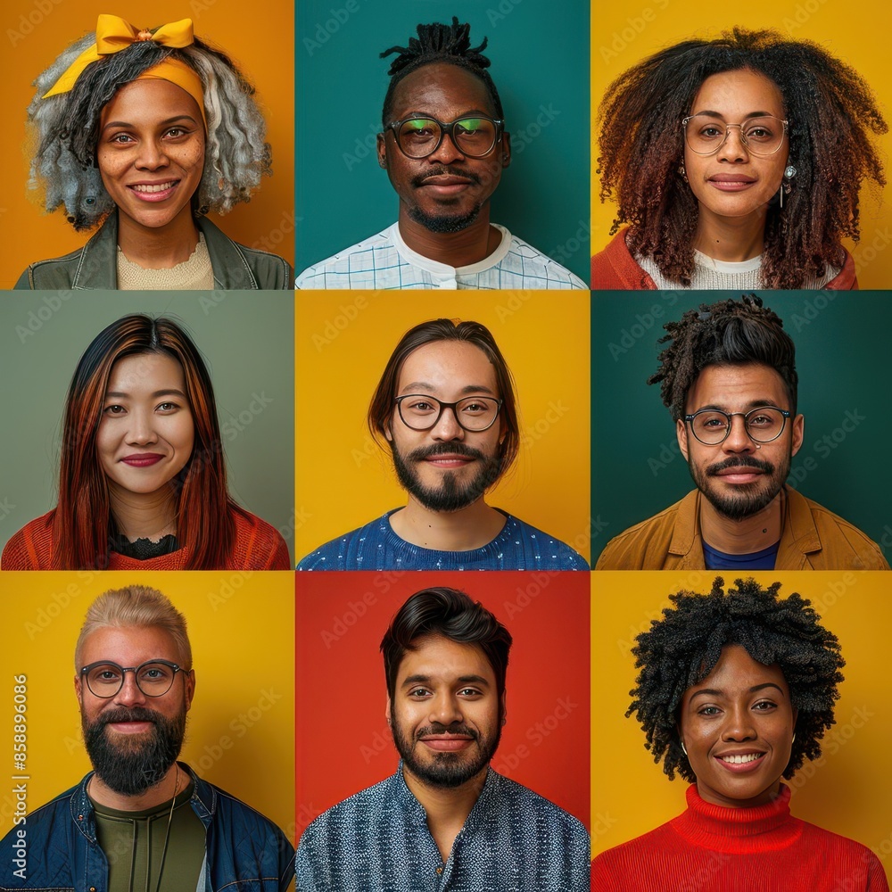 Modern and inclusive backdrop showcasing a range of individuals, ideal for social media campaigns focused on representation. Modern and inclusive backdrop showcasing a range of individuals, ideal for social media campaigns focused on representation.