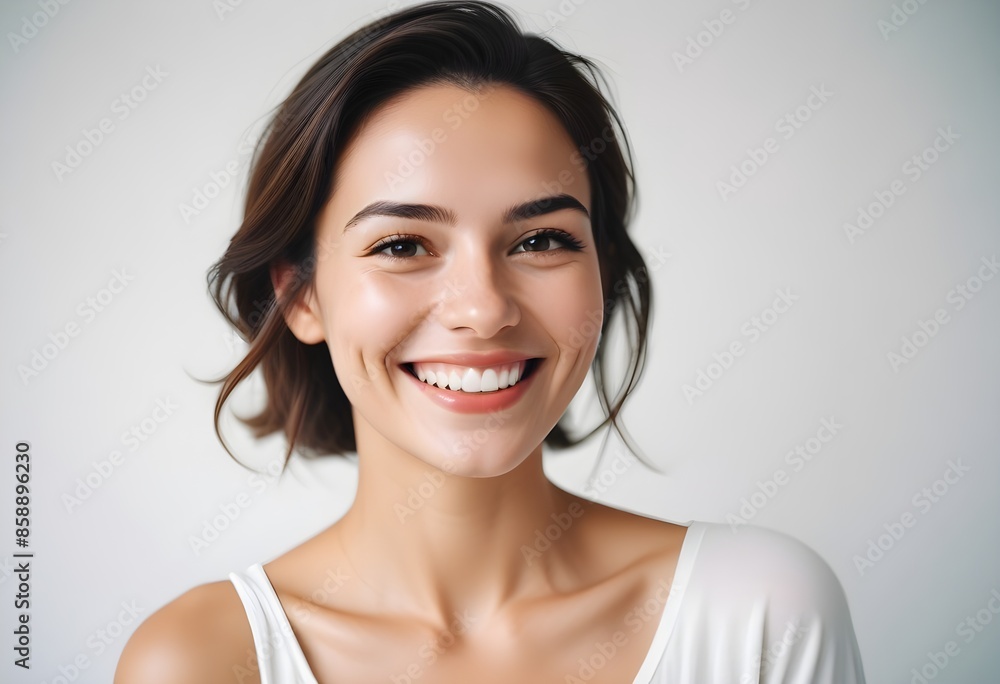 Positive smiling woman on clean background Positive smiling woman on clean background