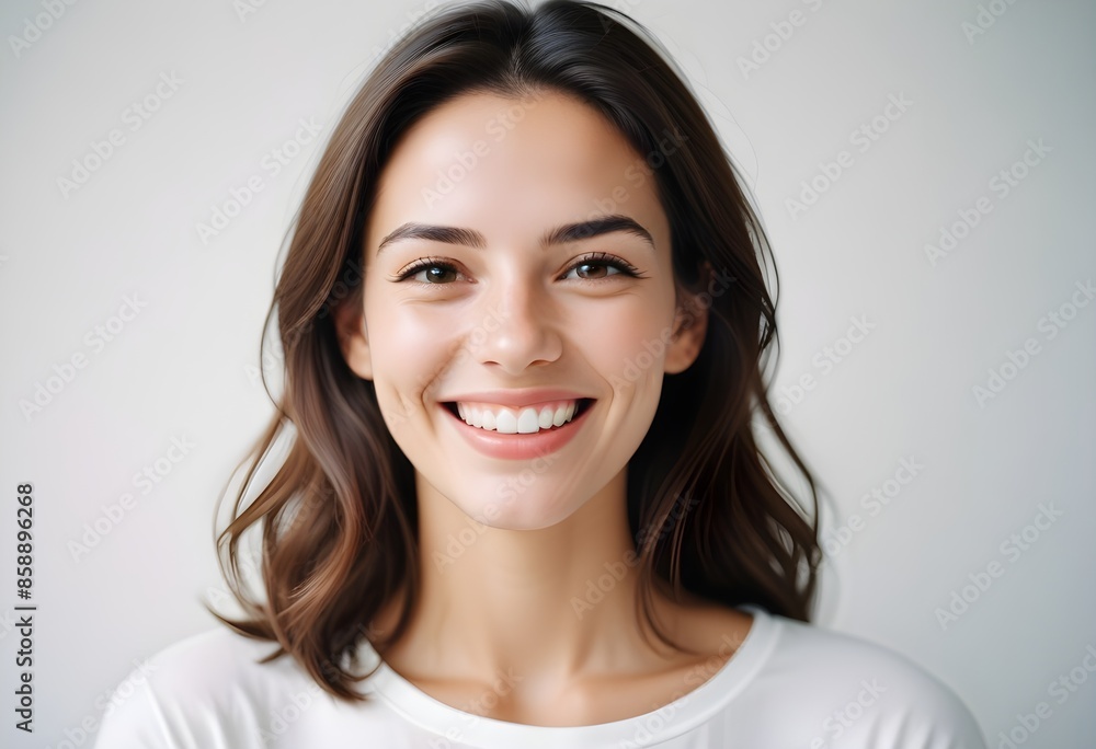 Positive smiling woman on clean background Positive smiling woman on clean background