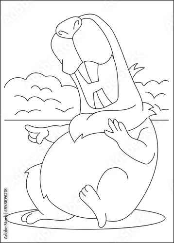 laughing capybara chilling coloring book page