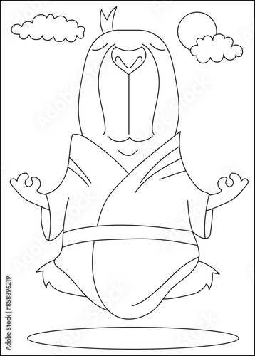 meditate capybara chilling coloring book page
